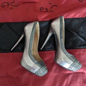 edgy silver studded stiletto pumps by Penny Loves Nonny